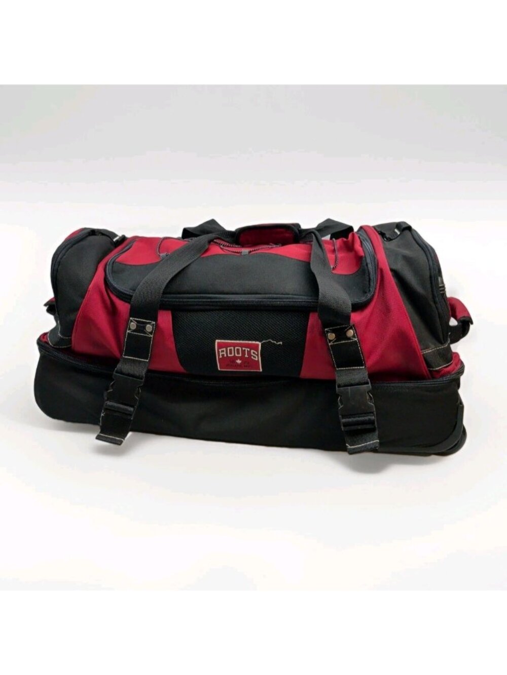 Y2K Roots Canada Athletics Wheeled Duffle Travel Bag Adventure Gorpcore Red Tech